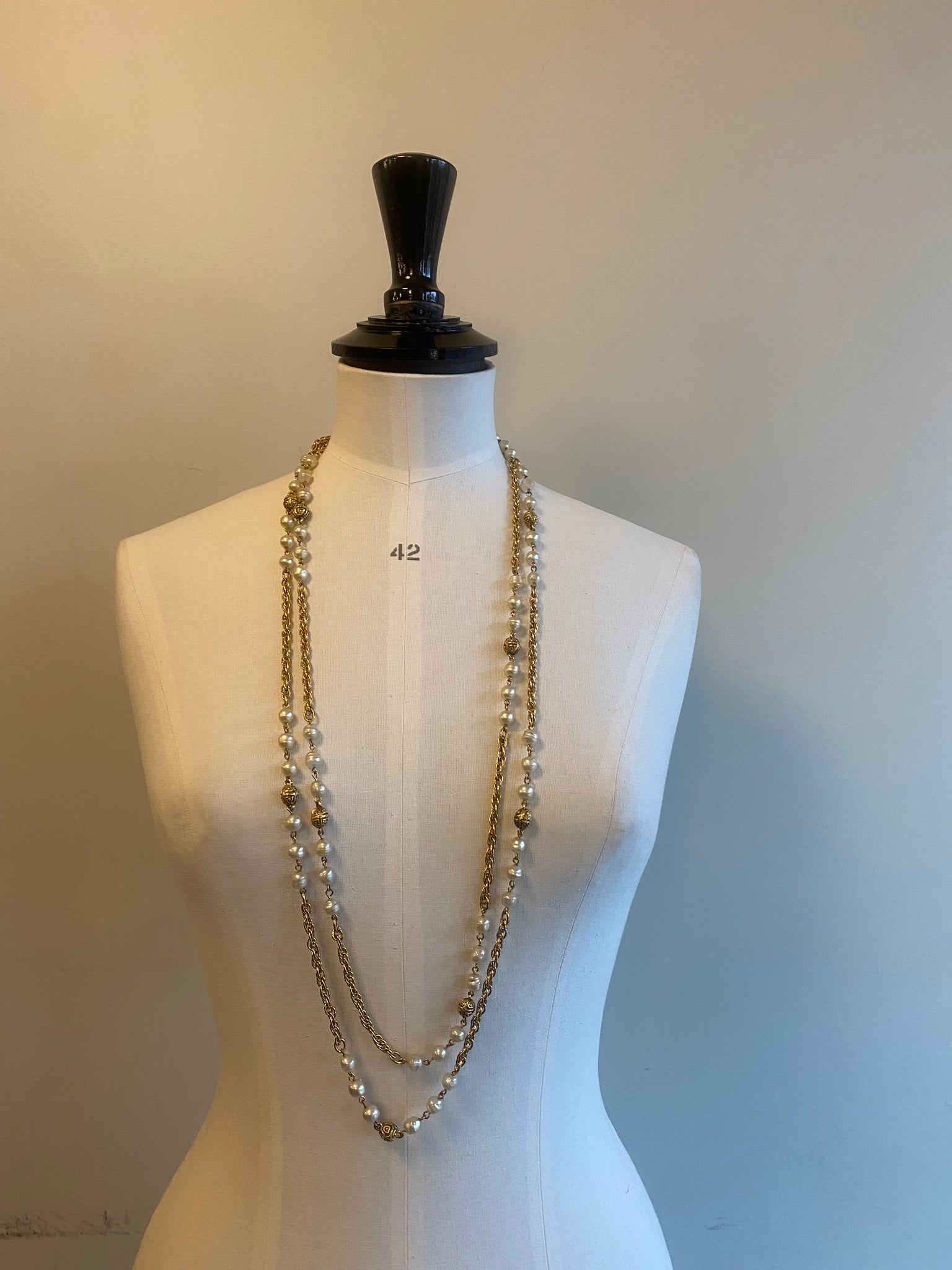 Vintage Chain and Pearl Necklace