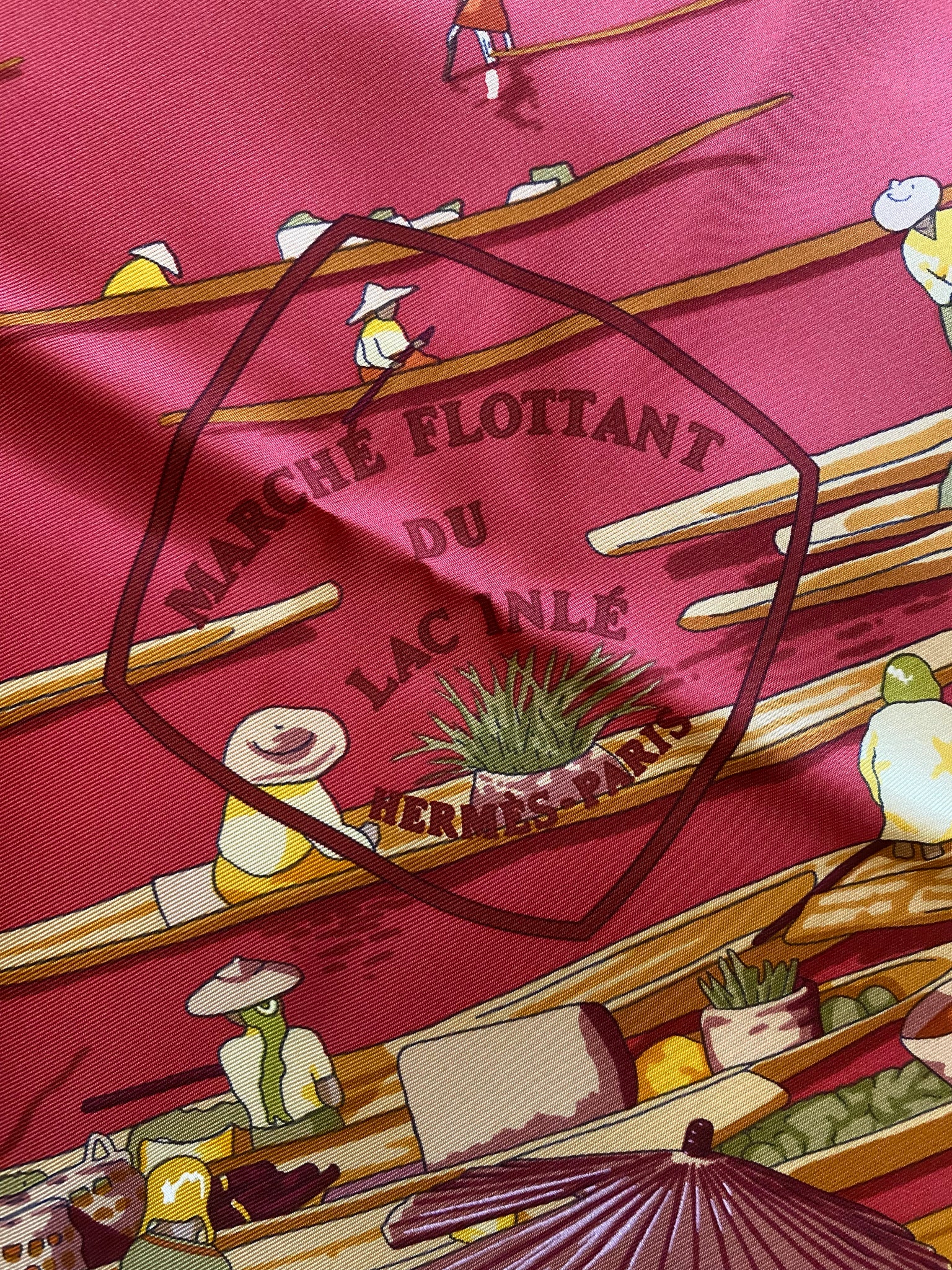 Marche Flottant du Lac Inle Silk Scarf