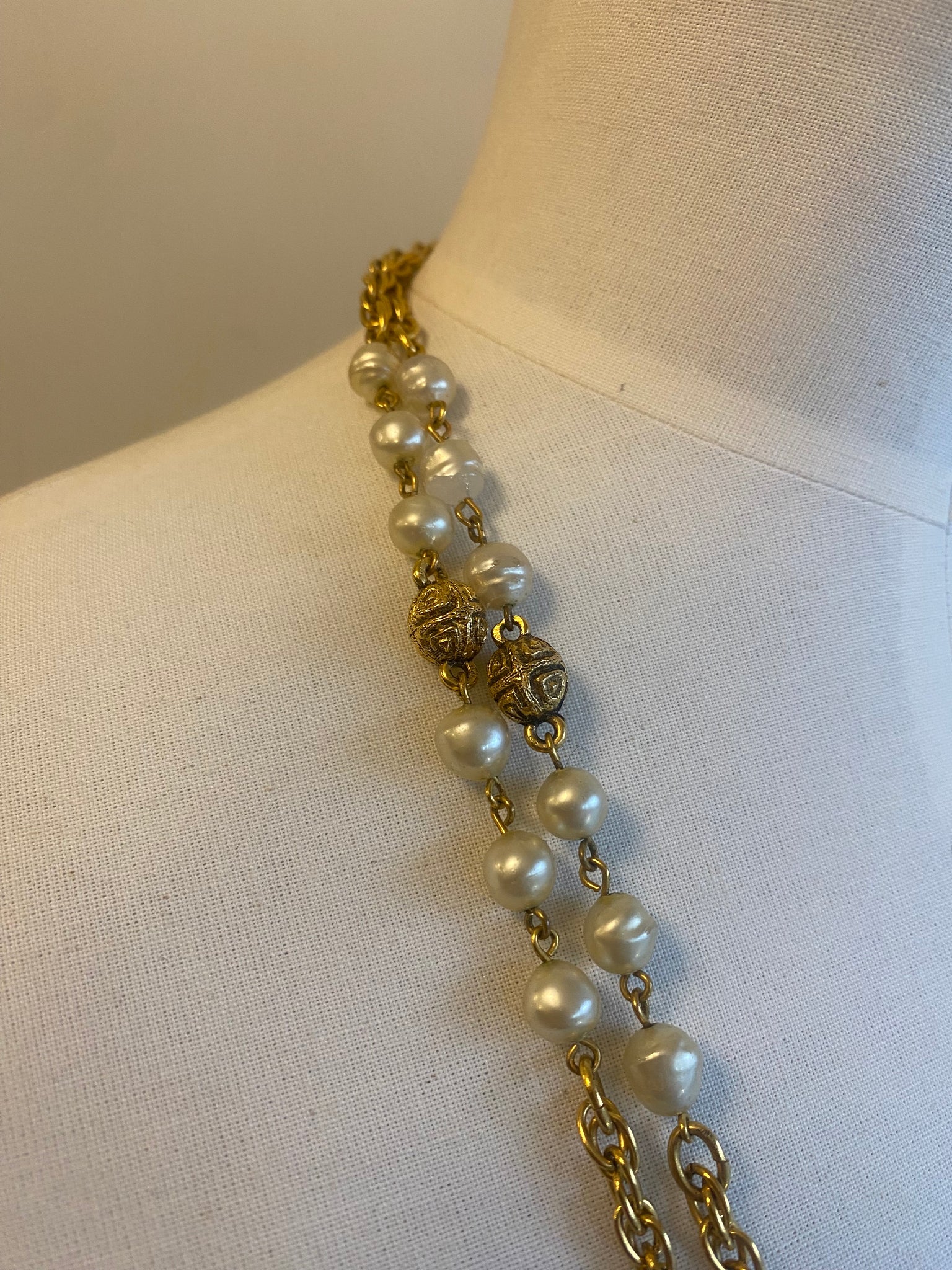 Vintage Chain and Pearl Necklace