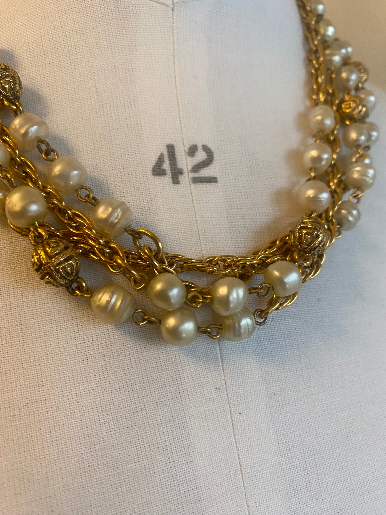 Vintage Chain and Pearl Necklace