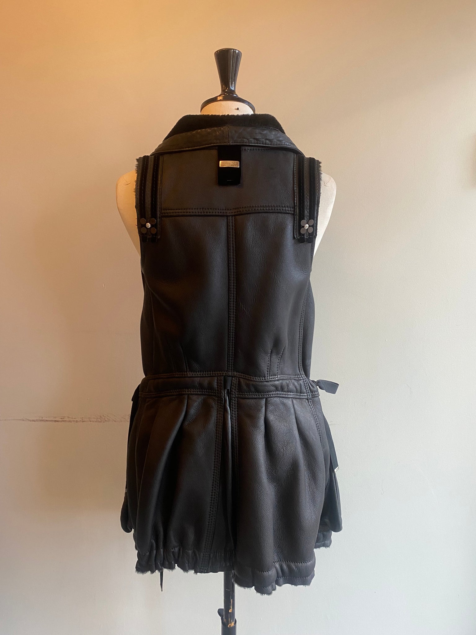 Leather Sleeveless Jacket