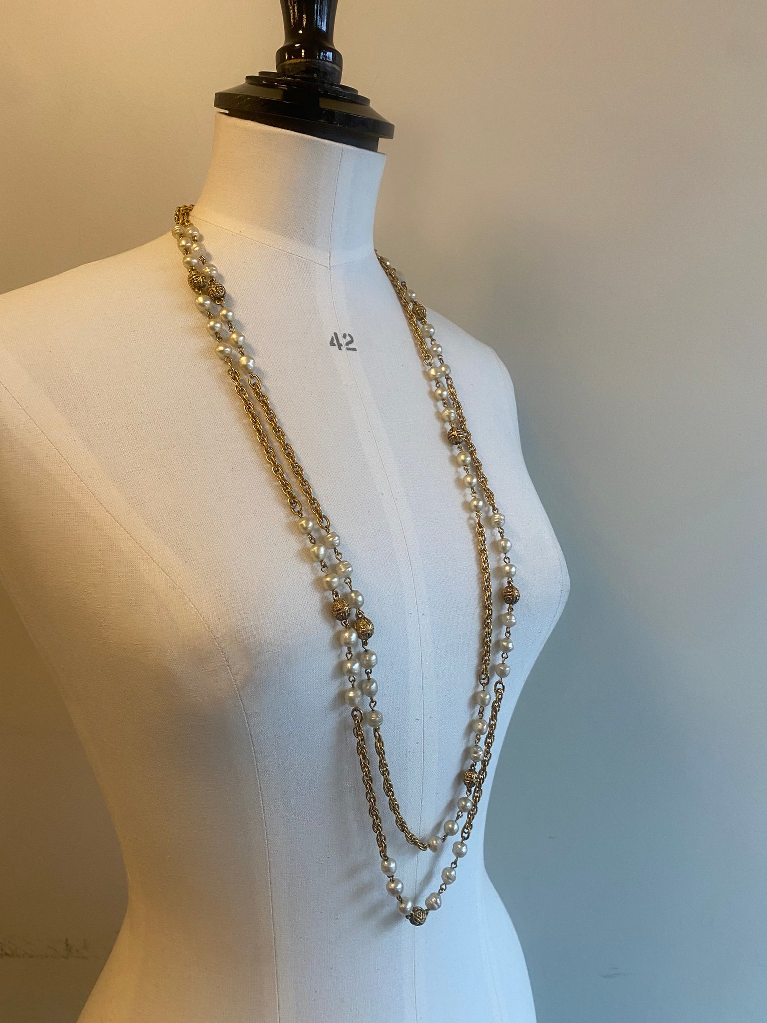 Vintage Chain and Pearl Necklace