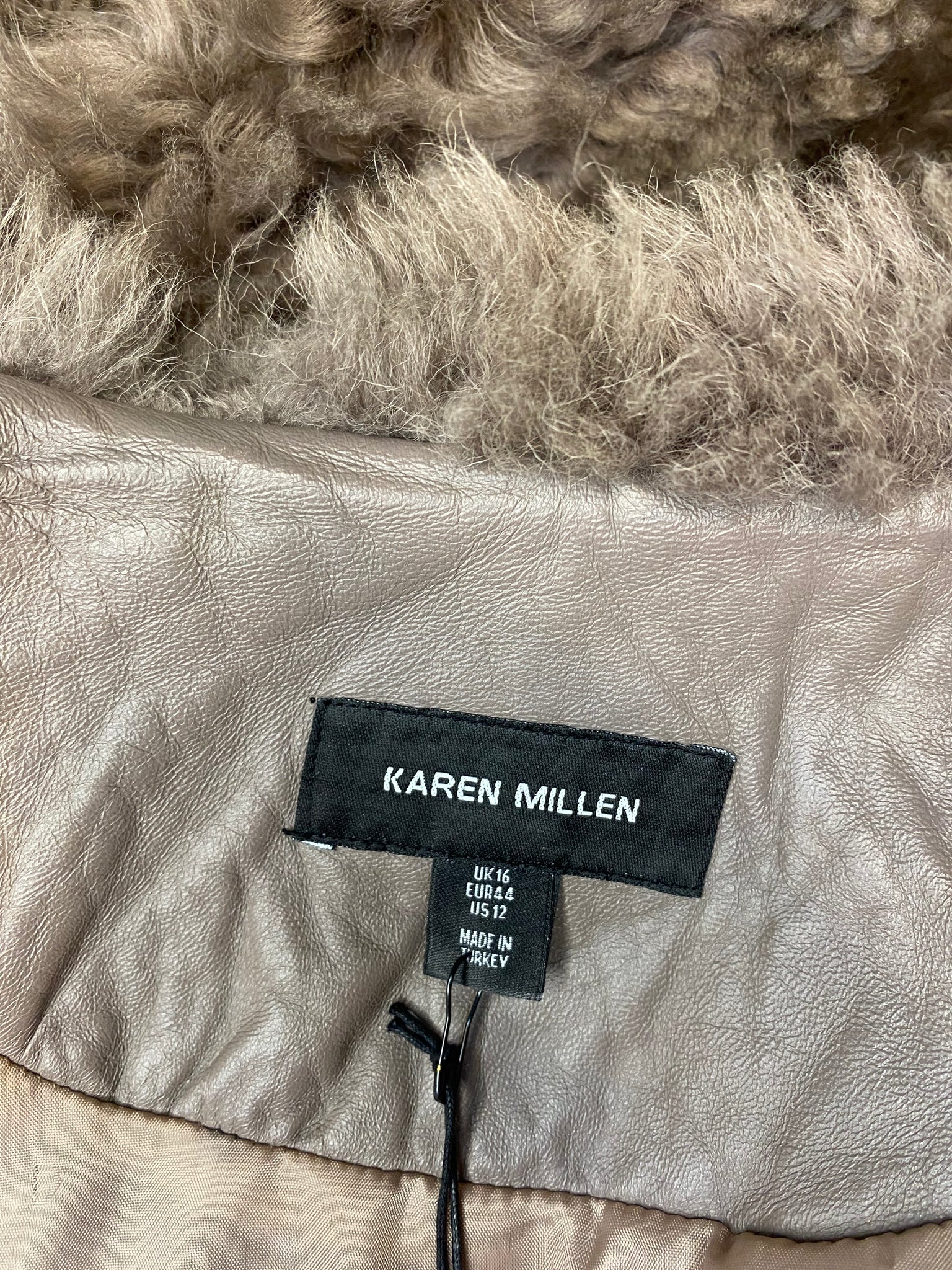 Shearling Collarless Maxi Coat