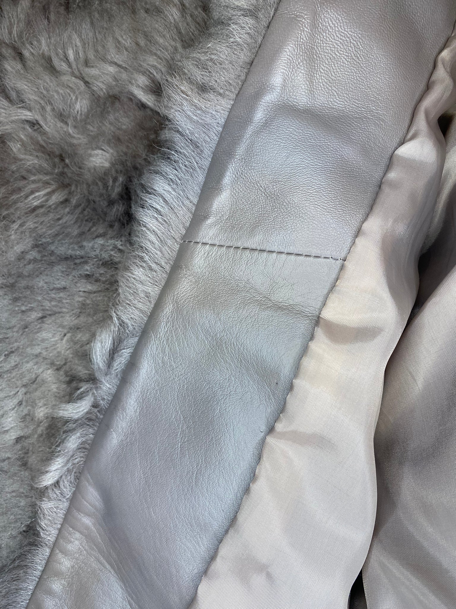 Shearling Collarless Maxi Coat