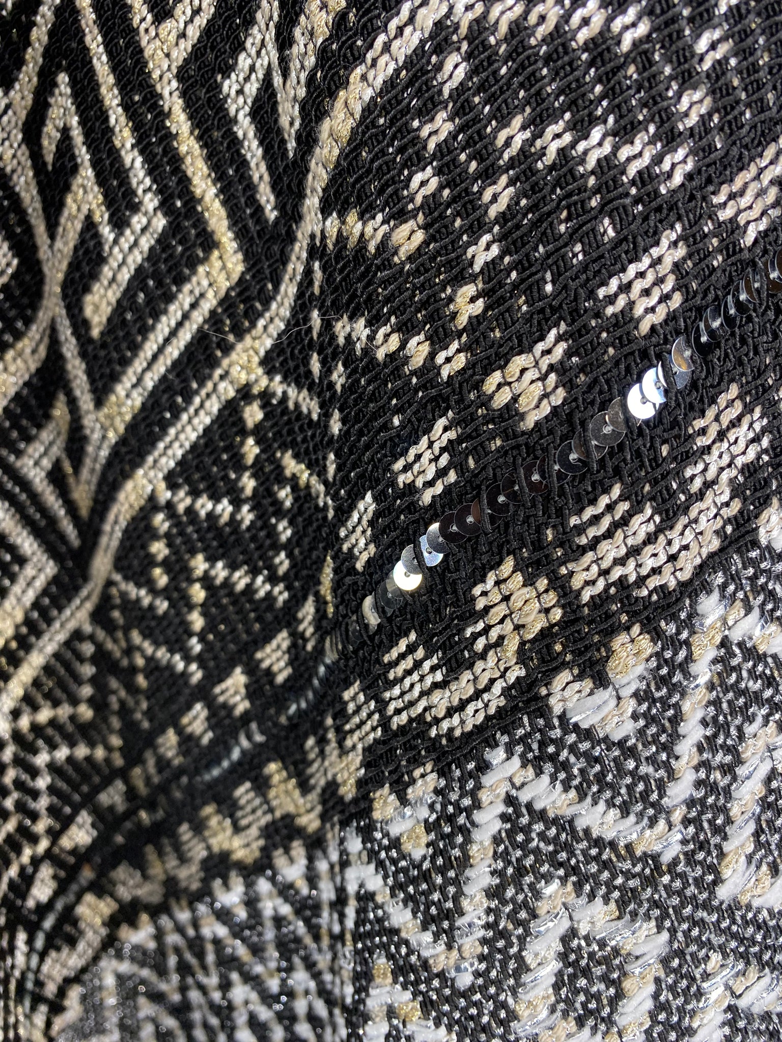 Metallic Fringed Jacquard Poncho