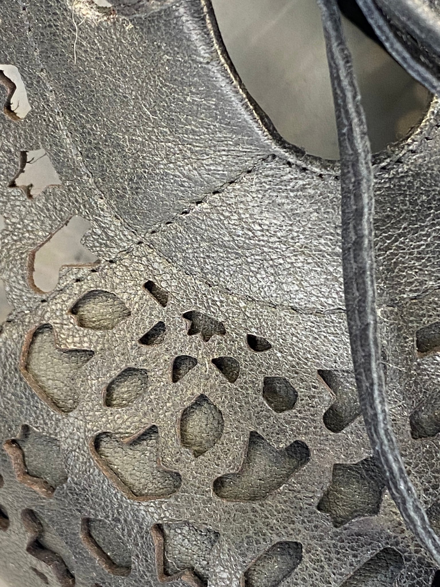 Lace Leather Cut Heels