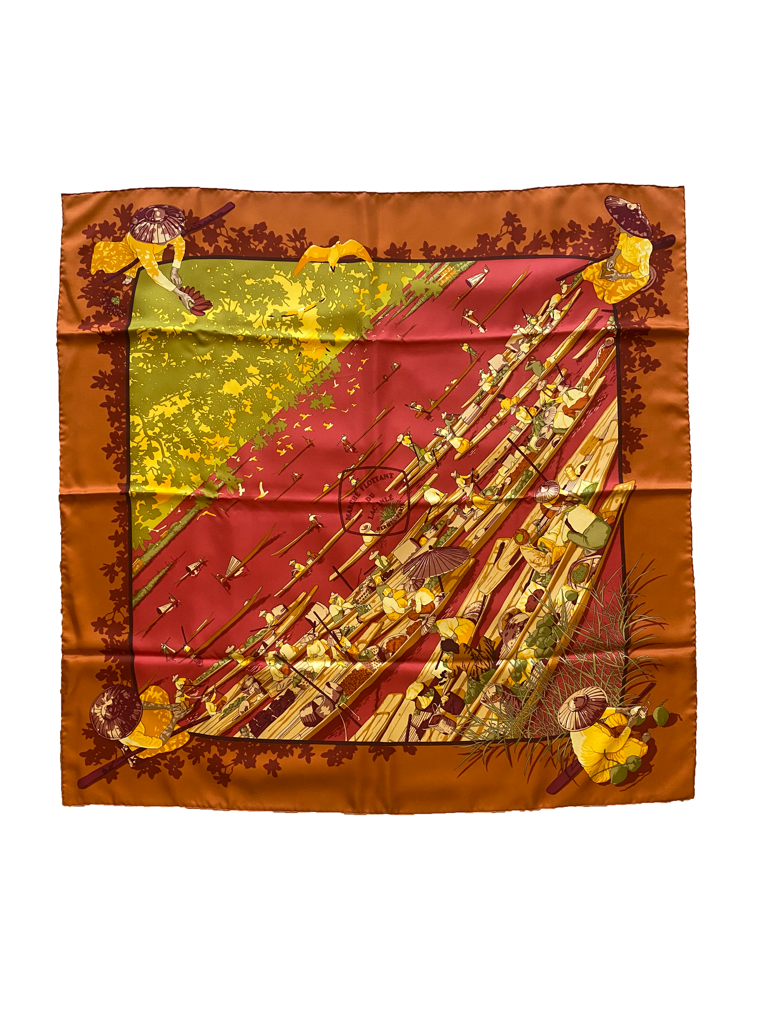 Marche Flottant du Lac Inle Silk Scarf