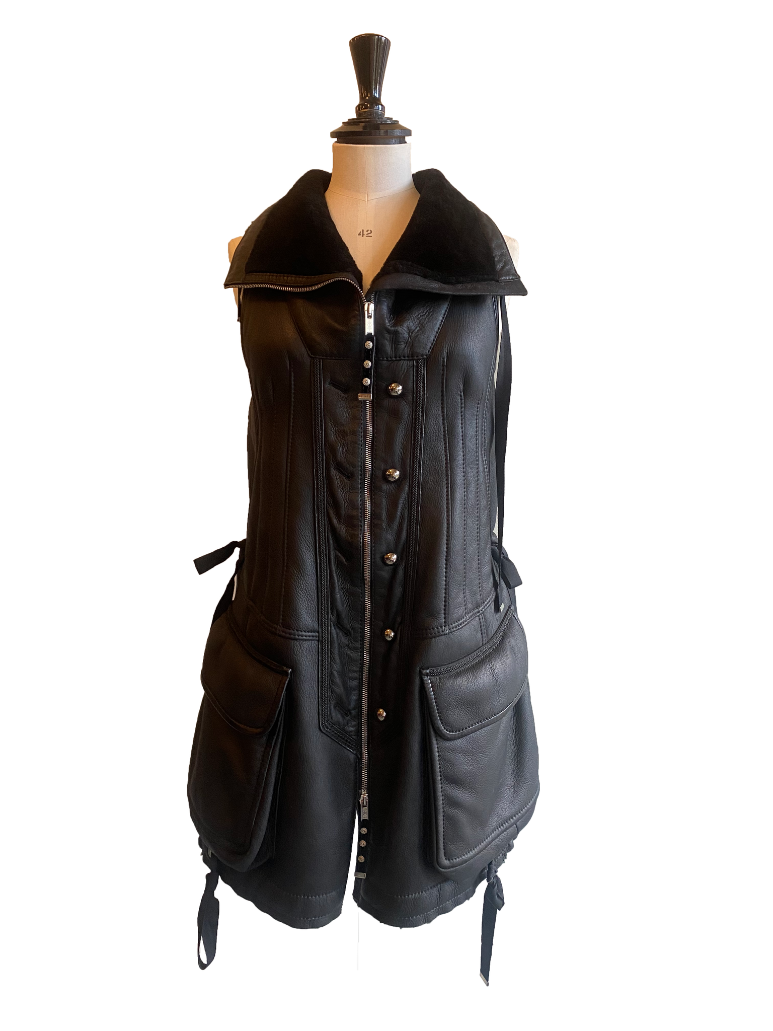 Leather Sleeveless Jacket