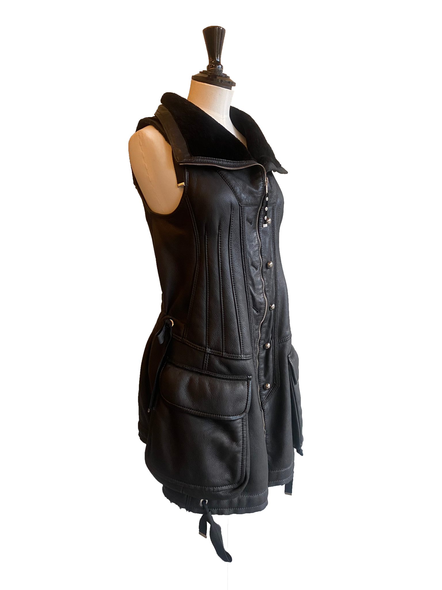 Leather Sleeveless Jacket