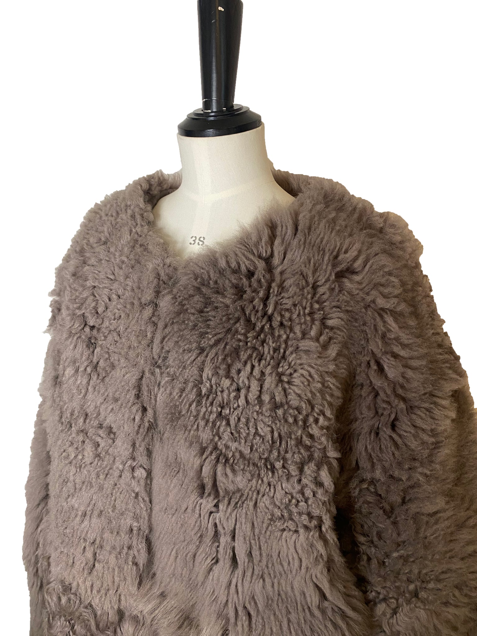 Shearling Collarless Maxi Coat