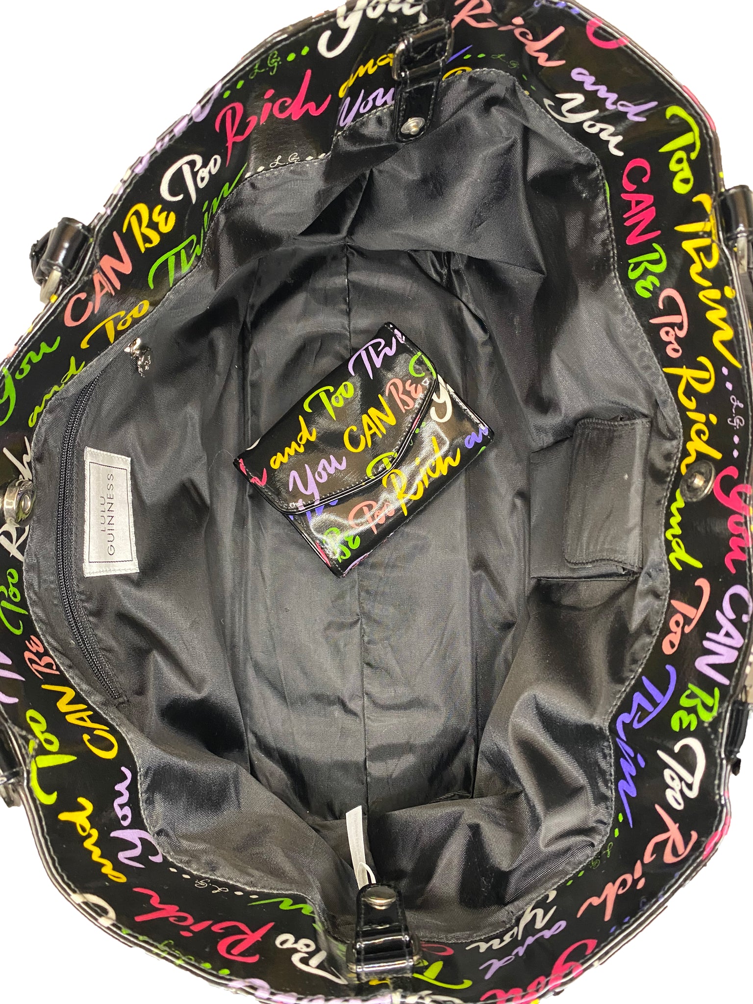 "You Can Be Too Rich and Too Thin" Bag and Wallet