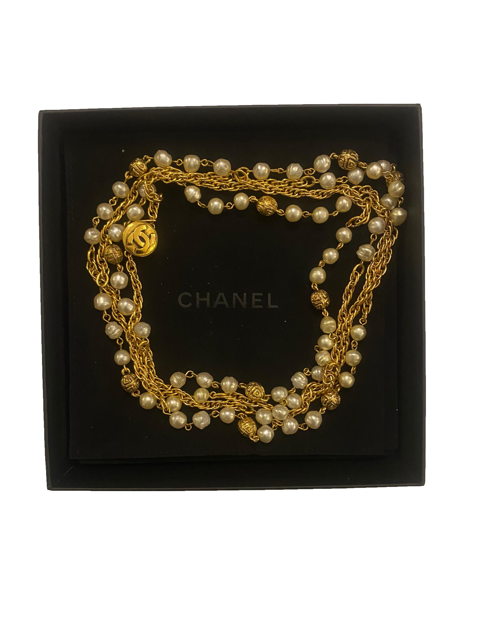 Vintage Chain and Pearl Necklace