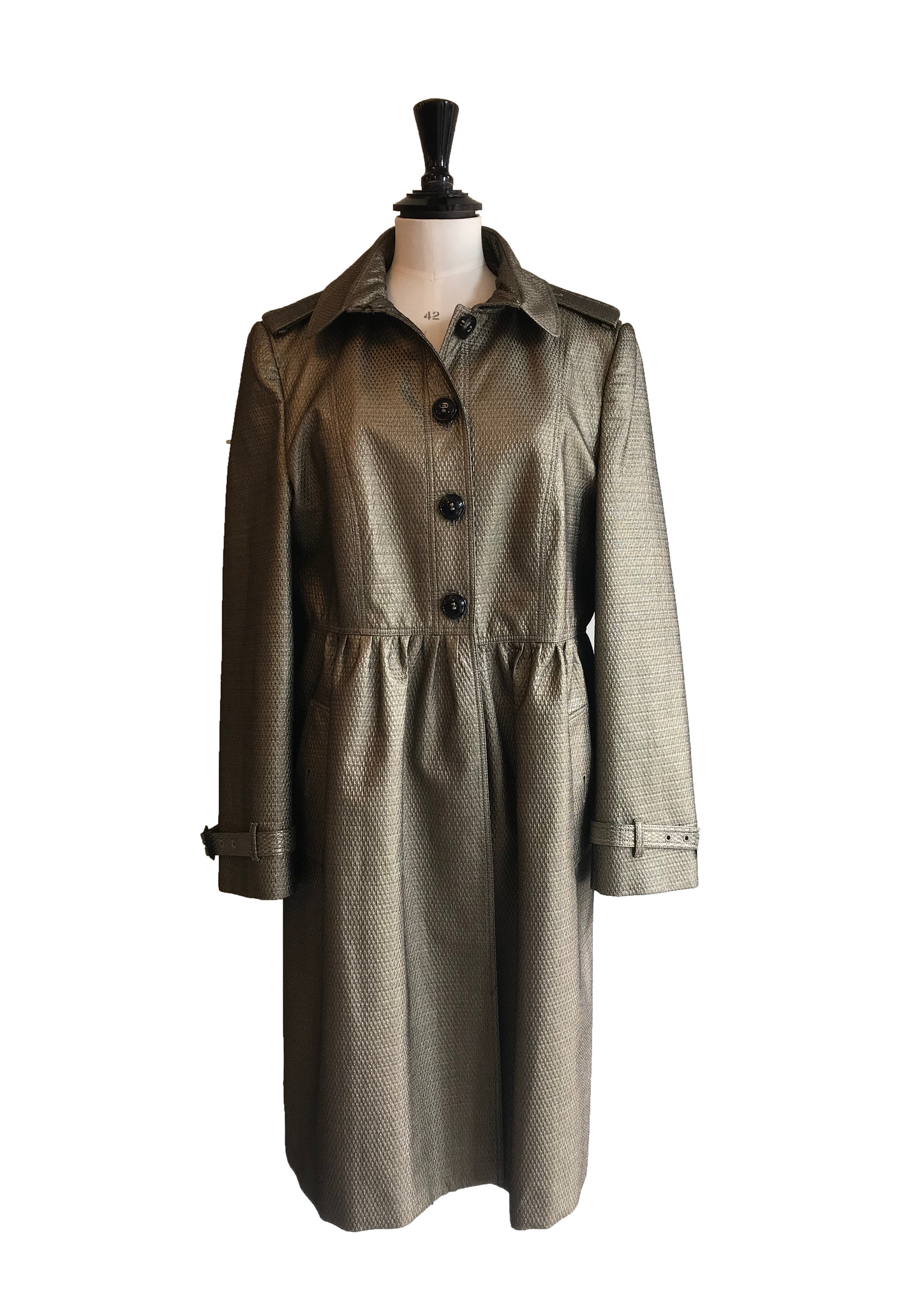 Isabella's Wardrobe Burberry Bronze Jacquard Coat.