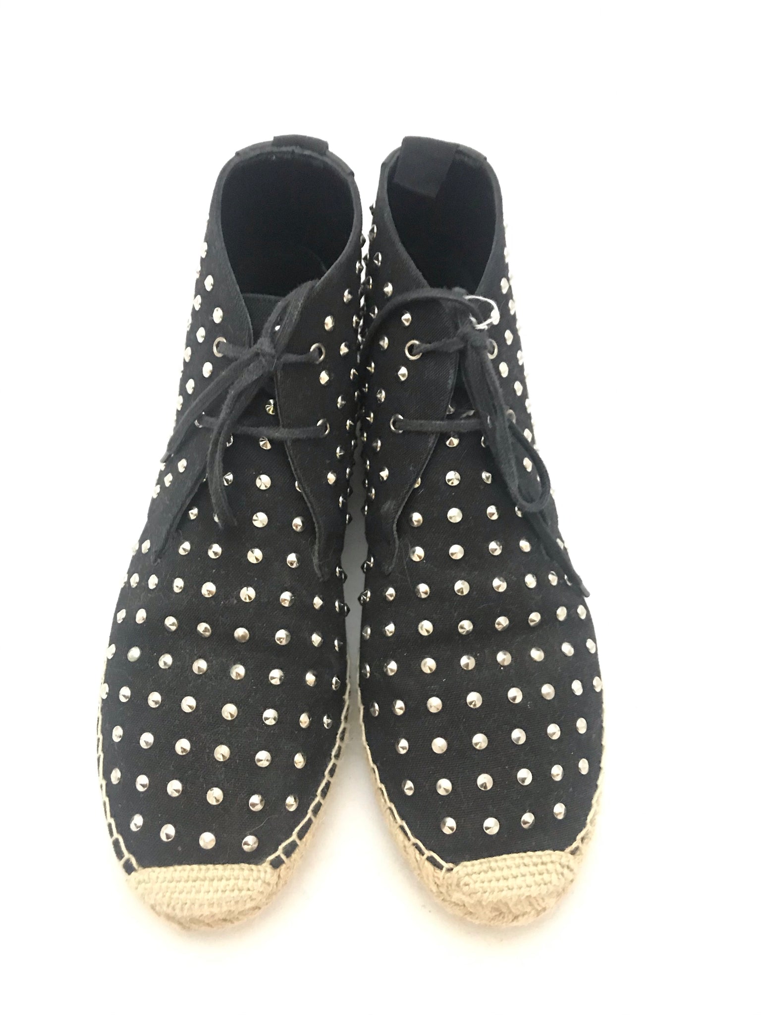 Isabella's Wardrobe Saint Laurent Studded Canvas High-Top Espadrille Sneaker.