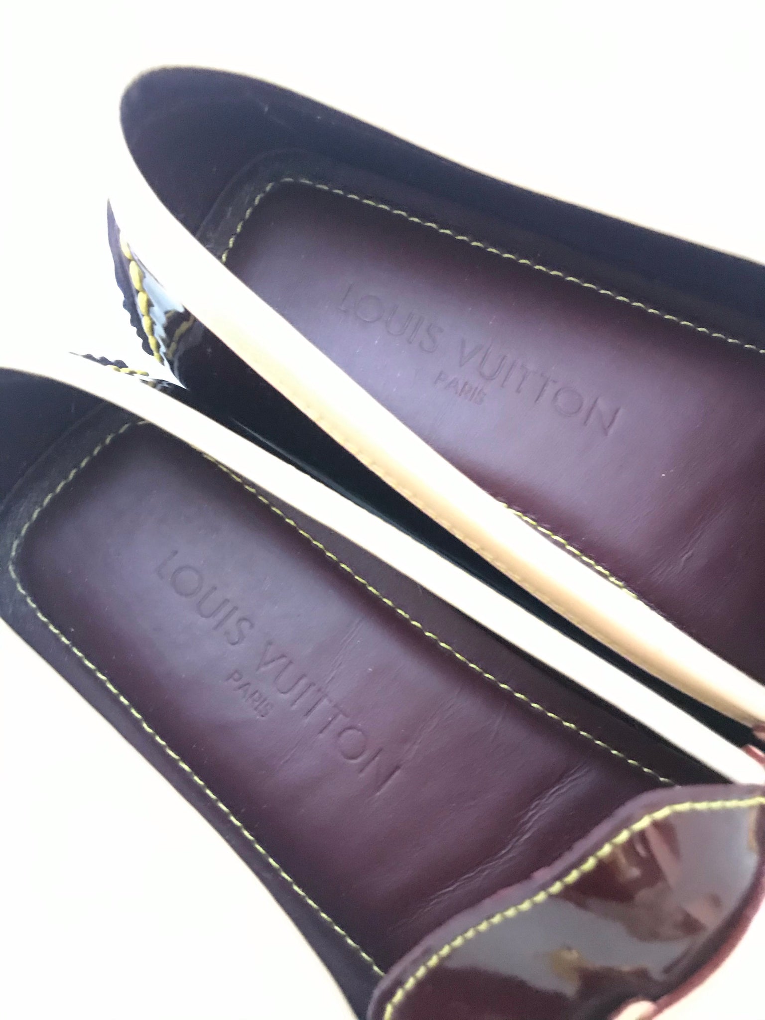 Isabella's Wardrobe Louis Vuitton Patent Leather Lombok Loafers.