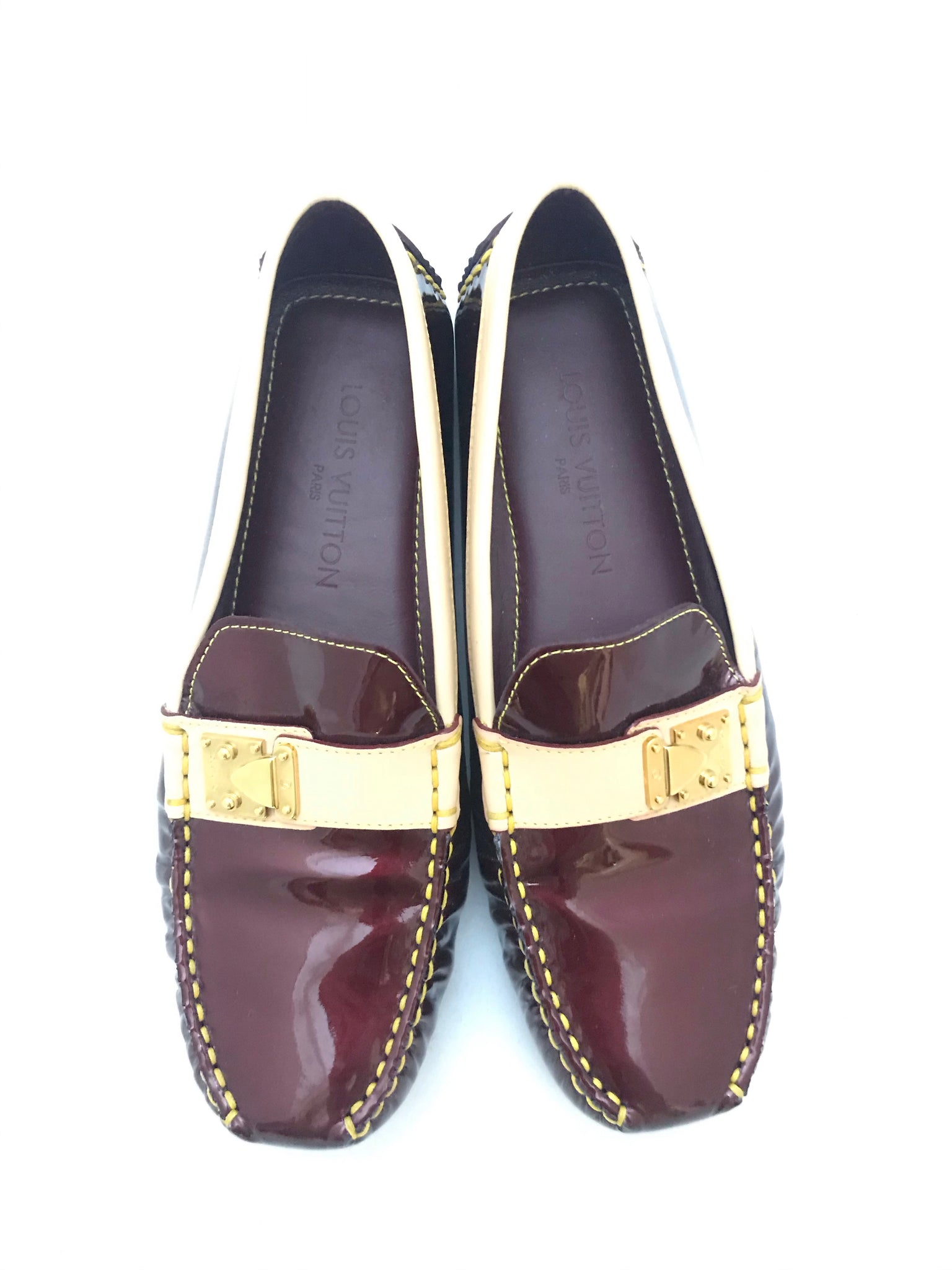 Isabella's Wardrobe Louis Vuitton Patent Leather Lombok Loafers.