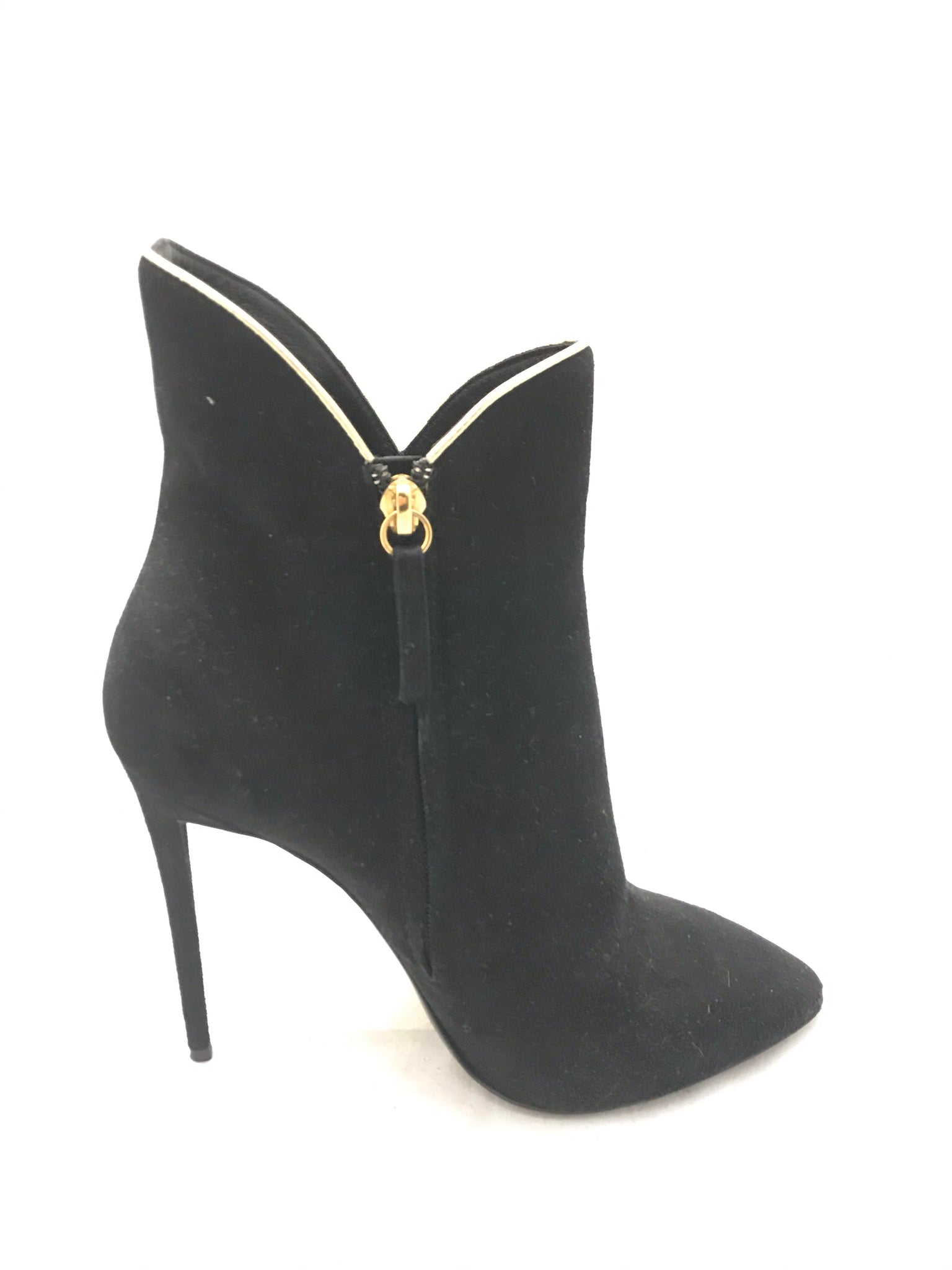 Isabella's Wardrobe Giuseppe Zanotti Suede Shoeboots with Gold Piping.