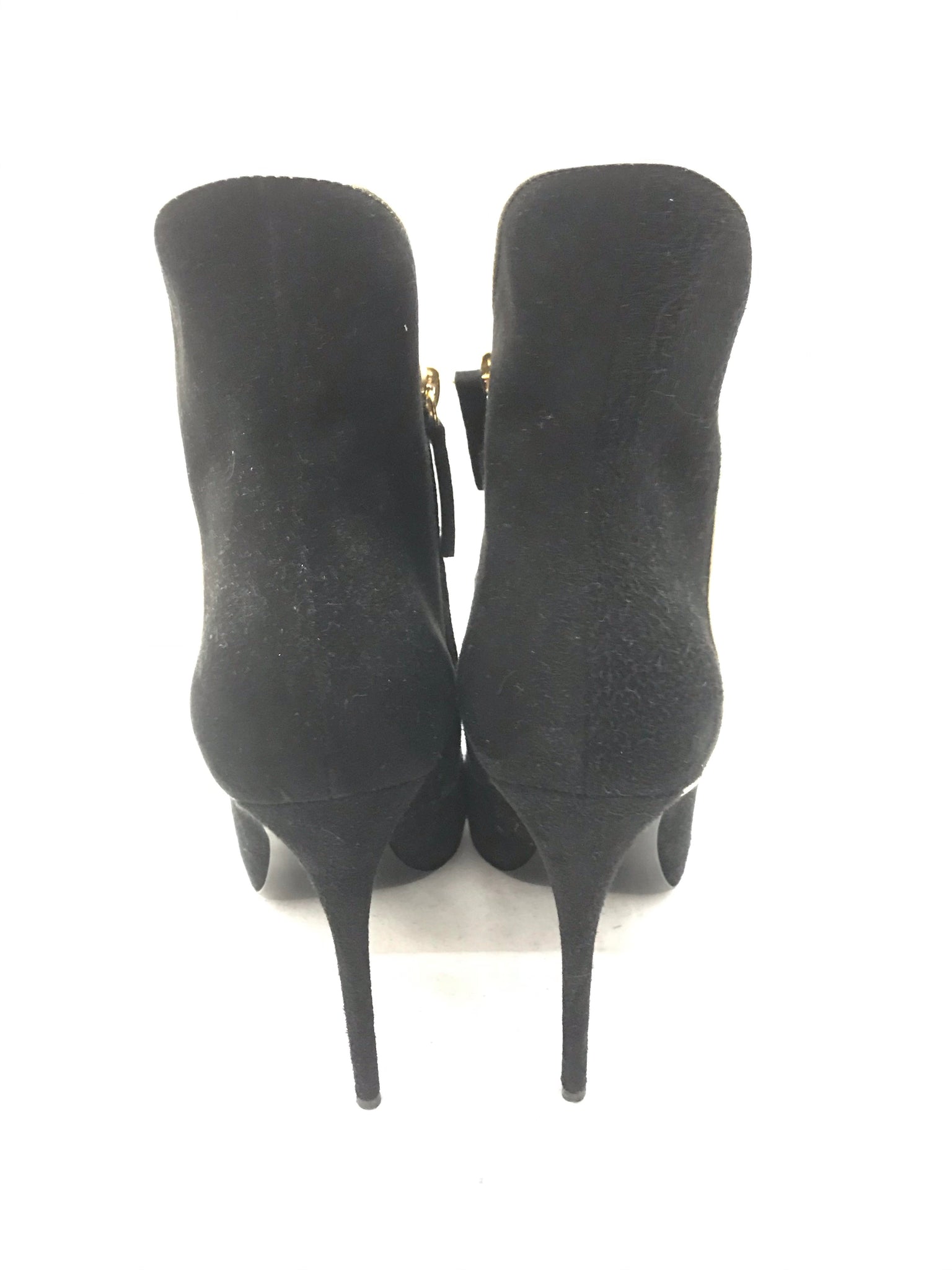 Isabella's Wardrobe Giuseppe Zanotti Suede Shoeboots with Gold Piping.